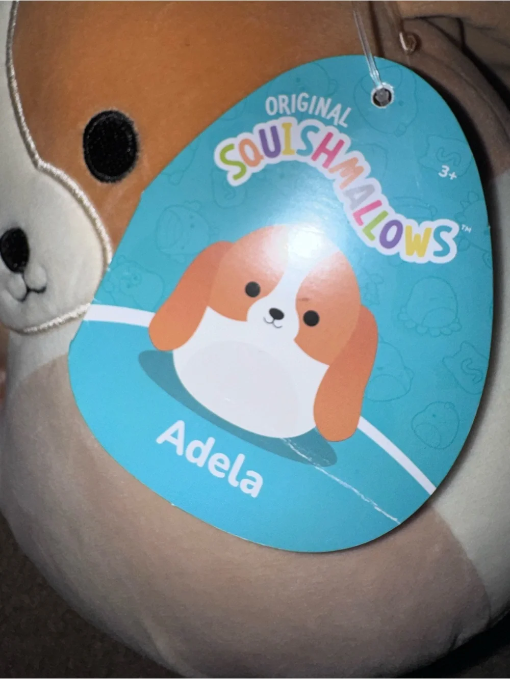Squishmallows Cream & Tan Dog Plush Toy Pillow Adela nwt